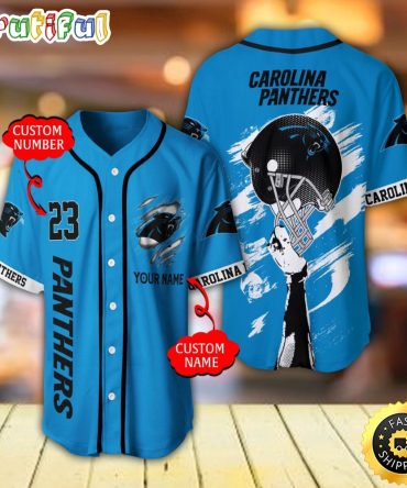Personalized NFL Carolina Panthers Baseball Jersey For Fans