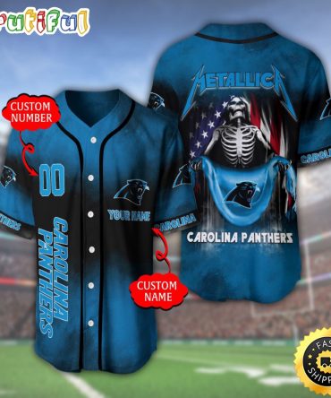Personalized NFL Carolina Panthers Baseball Jersey Team Spirit Tops