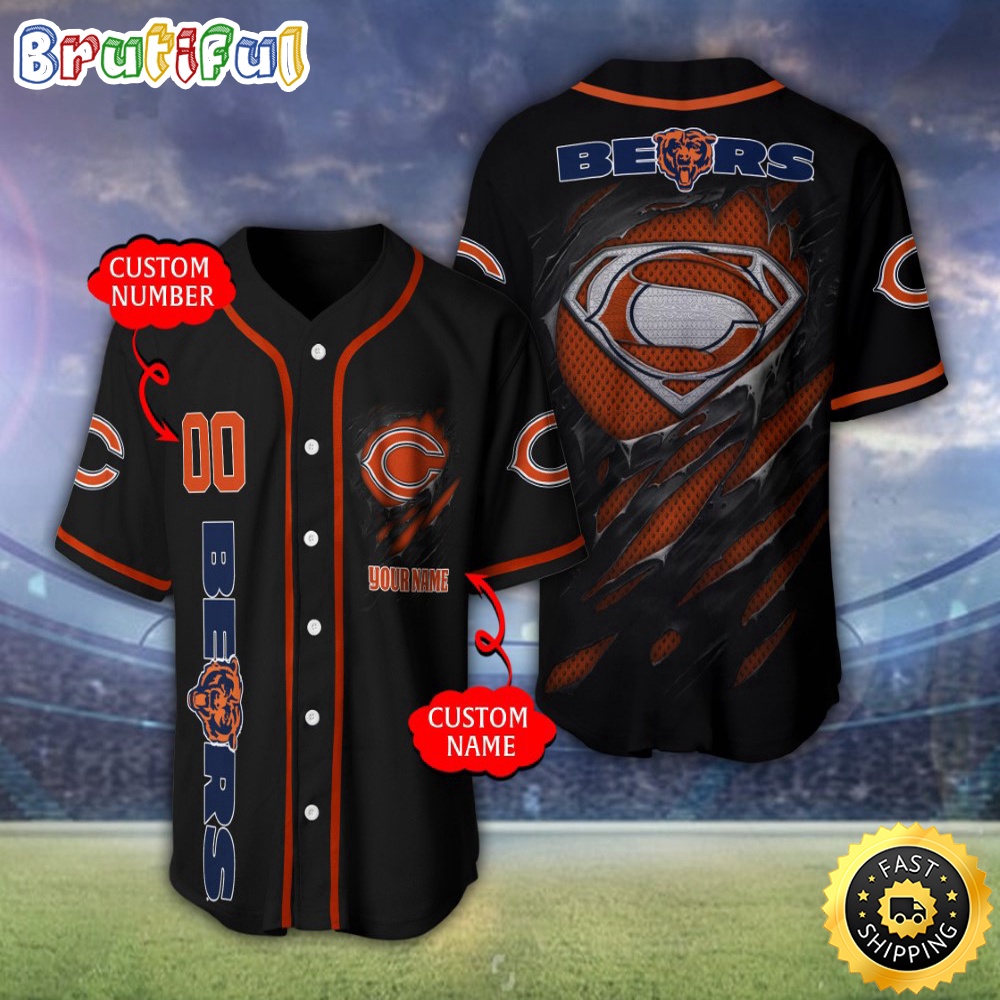 Personalized NFL Chicago Bears Baseball Jersey Athletic Team Shirts