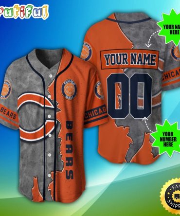 Personalized NFL Chicago Bears Baseball Jersey Authentic Baseball Attire