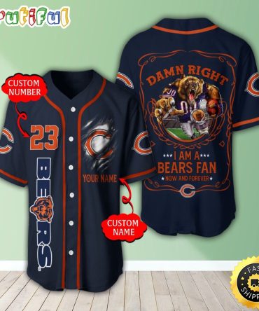 Personalized NFL Chicago Bears Baseball Jersey Dynamic Team Shirts