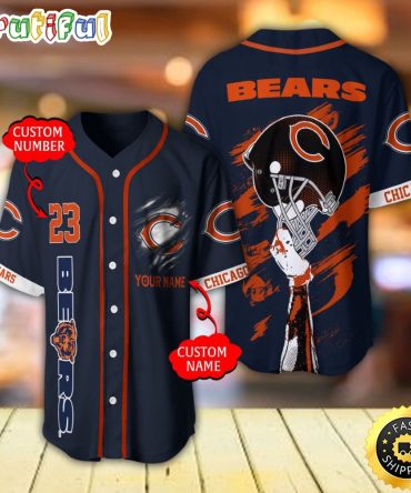 Personalized NFL Chicago Bears Baseball Jersey For Fans