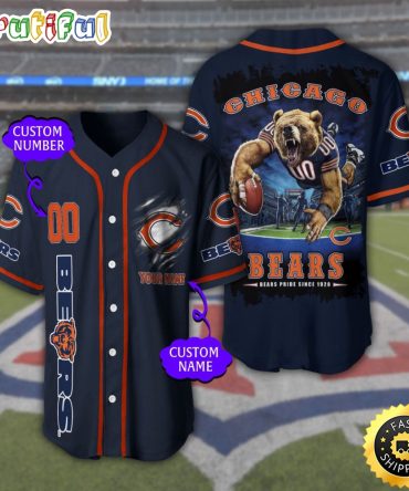 Personalized NFL Chicago Bears Baseball Jersey Stylish Baseball Tops