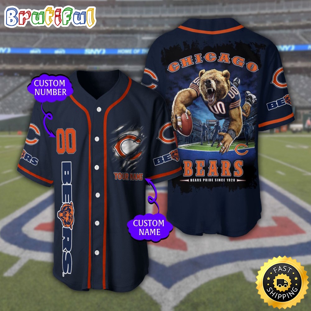 Personalized NFL Chicago Bears Baseball Jersey Stylish Baseball Tops