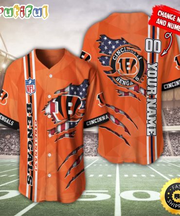 Personalized NFL Cincinnati Bengals Baseball Jersey America Flagy America Flag Athletic Style Jerseys
