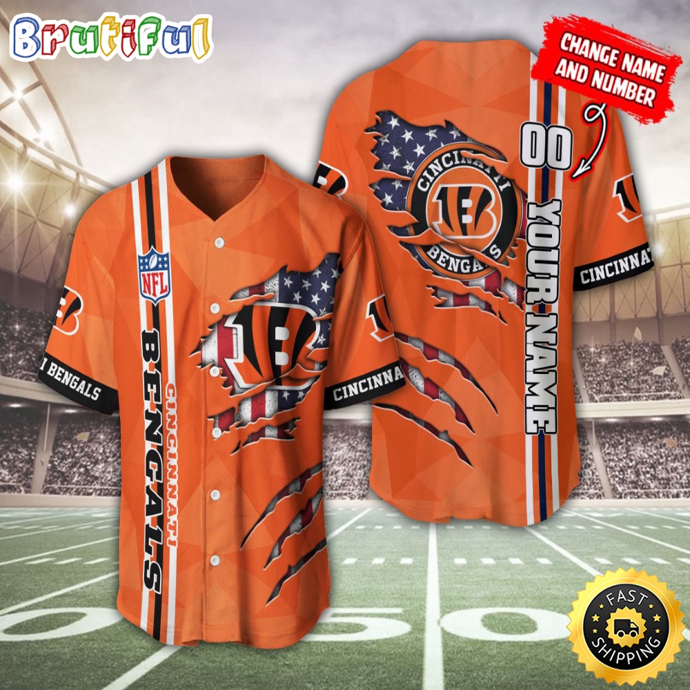 Personalized NFL Cincinnati Bengals Baseball Jersey America Flagy America Flag Athletic Style Jerseys