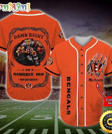 Personalized NFL Cincinnati Bengals Baseball Jersey Fan Name