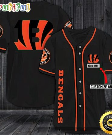 Personalized NFL Cincinnati Bengals Logo Baseball Jersey Shirt