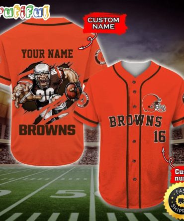 Personalized NFL Cleveland Browns Baseball Jersey Casual Baseball Gear