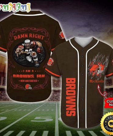 Personalized NFL Cleveland Browns Baseball Jersey Fan Name