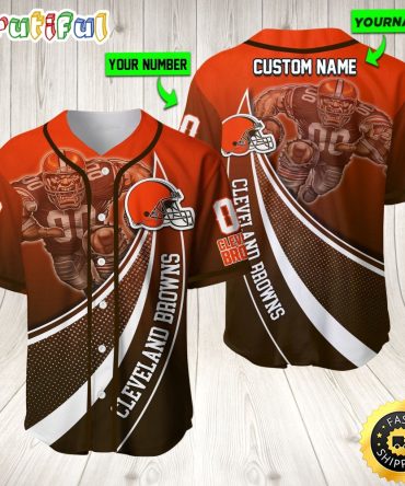 Personalized NFL Cleveland Browns Baseball Jersey Mascot Art