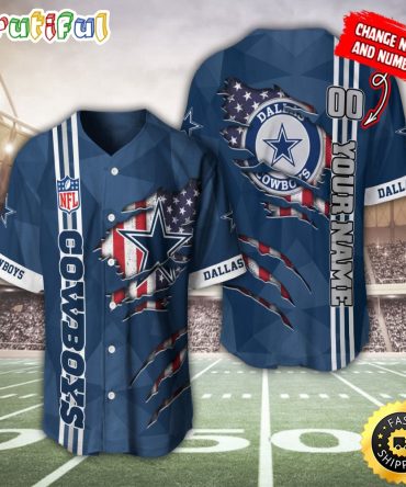 Personalized NFL Dallas Cowboys Baseball Jersey America Flagy America Flag Athletic Style Jerseys