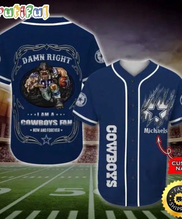 Personalized NFL Dallas Cowboys Baseball Jersey Fan Name