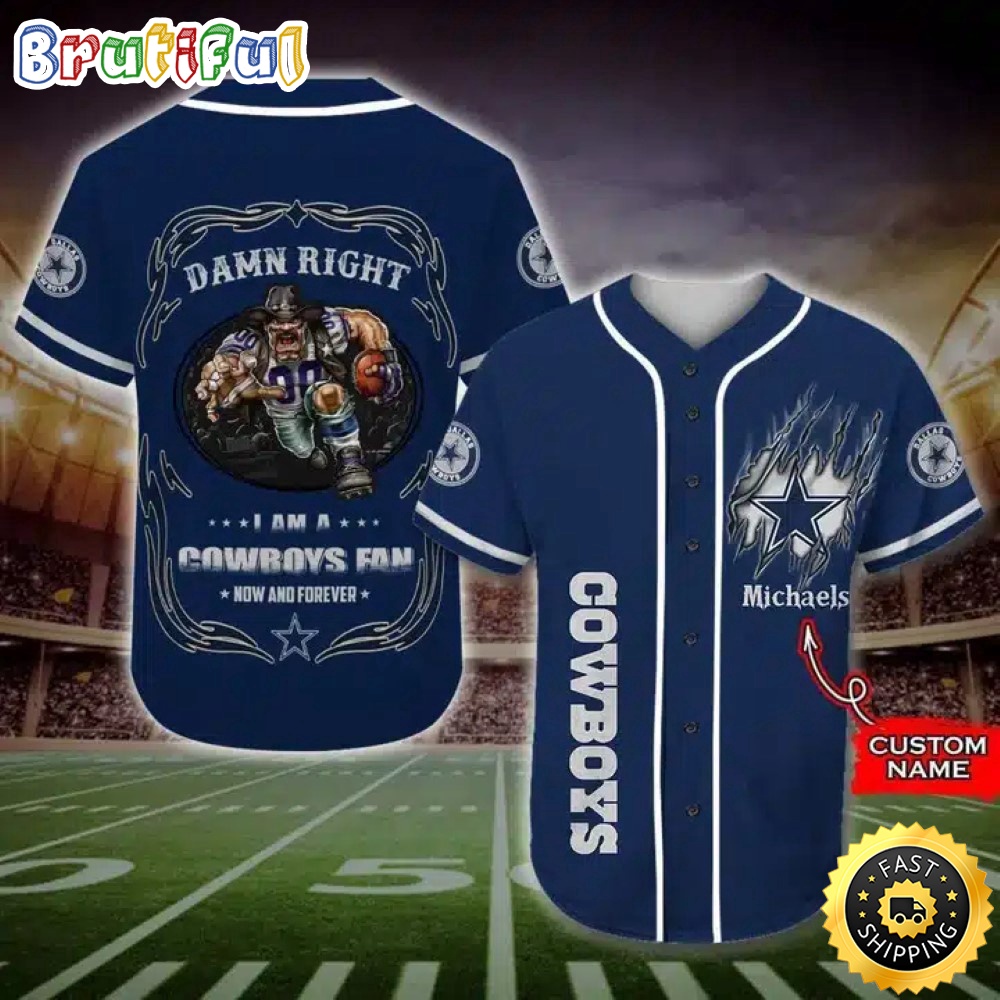 Personalized NFL Dallas Cowboys Baseball Jersey Fan Name