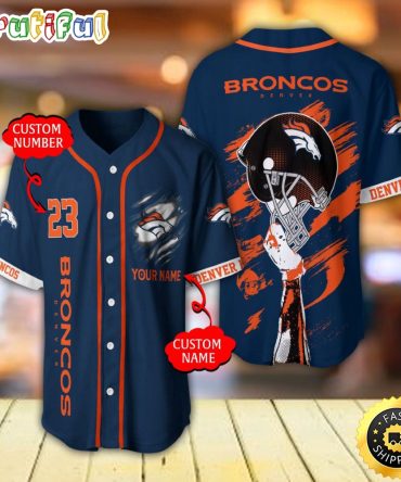 Personalized NFL Denver Broncos Baseball Jersey For Fans