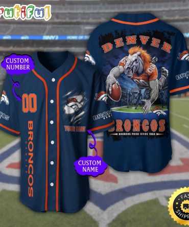Personalized NFL Denver Broncos Baseball Jersey Stylish Baseball Tops