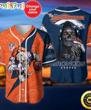 Personalized NFL Denver Broncos Baseball Jersey Team Spirit Tops