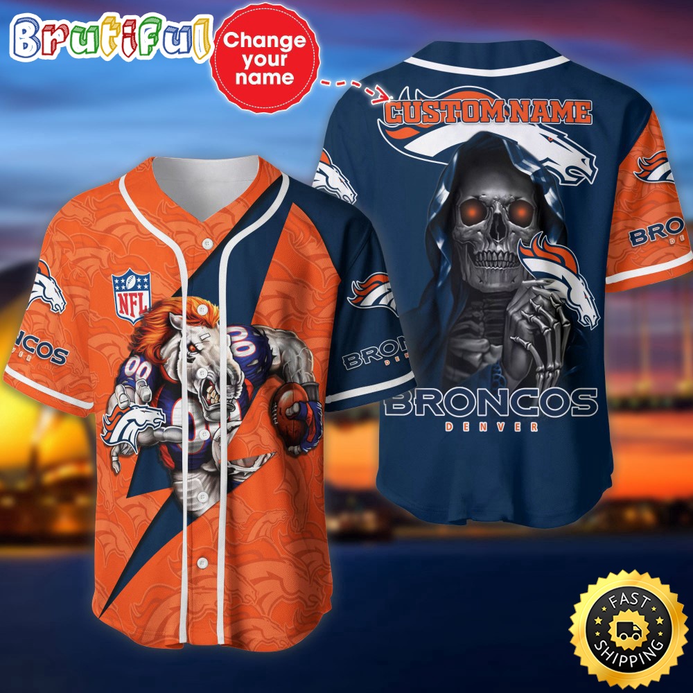 Personalized NFL Denver Broncos Baseball Jersey Team Spirit Tops