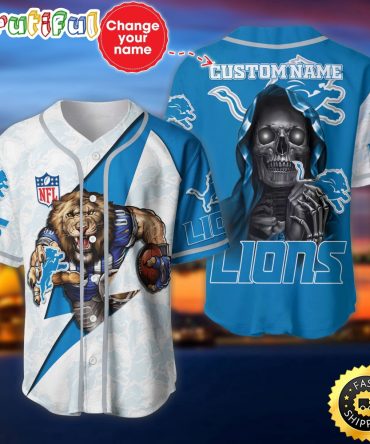 Personalized NFL Detroit Lions Baseball Jersey Stylish Baseball Tops