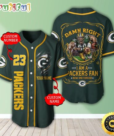 Personalized NFL Green Bay Packers Baseball Jersey Authentic Baseball Attire