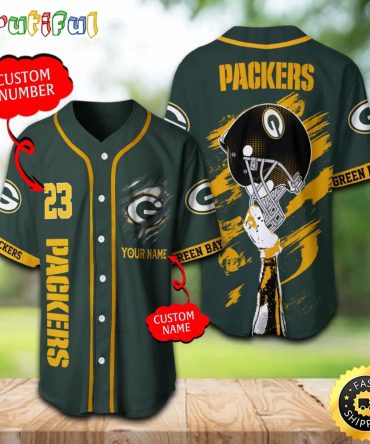Personalized NFL Green Bay Packers Baseball Jersey For Fans