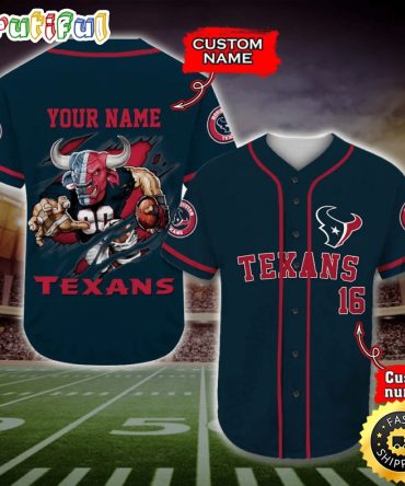 Personalized NFL Houston Texans Baseball Jersey Casual Baseball Gear