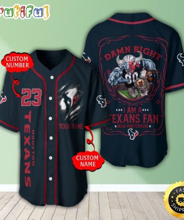 Personalized NFL Houston Texans Baseball Jersey Dynamic Team Shirts