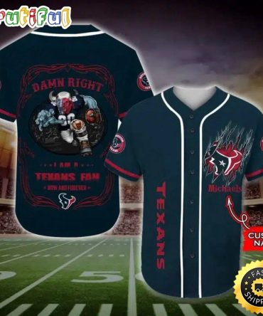 Personalized NFL Houston Texans Baseball Jersey Fan Name