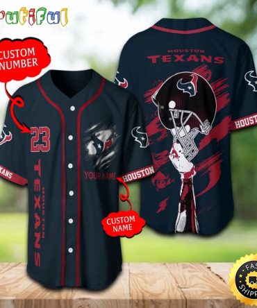 Personalized NFL Houston Texans Baseball Jersey For Fans