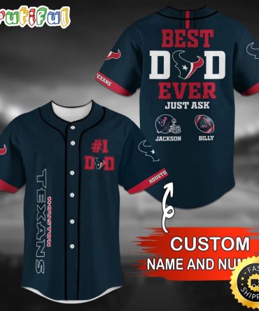 Personalized NFL Houston Texans Baseball Jersey Stylish Baseball Tops