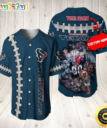Personalized NFL Houston Texans Baseball Jersey Team Spirit Tops