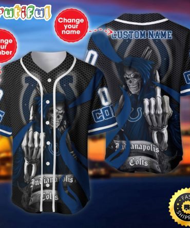 Personalized NFL Indianapolis Colts Baseball Jersey Shirt The Reaper Art Skull
