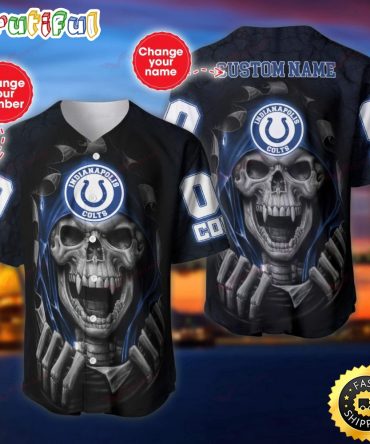 Personalized NFL Indianapolis Colts Baseball Jersey Vampire Skull