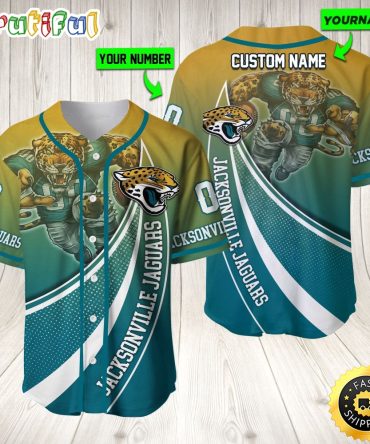 Personalized NFL Jacksonville Jaguars Baseball Jersey Mascot Art