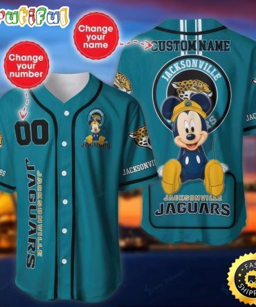 Personalized NFL Jacksonville Jaguars Baseball Jersey Mickey Mouse