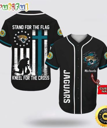 Personalized NFL Jacksonville Jaguars Baseball Jersey Stand For The Flag Kneel For The Cross