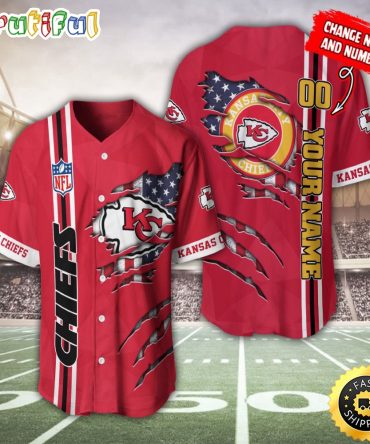 Personalized NFL Kansas City Chiefs Baseball Jersey America Flagy America Flag Athletic Style Jerseys