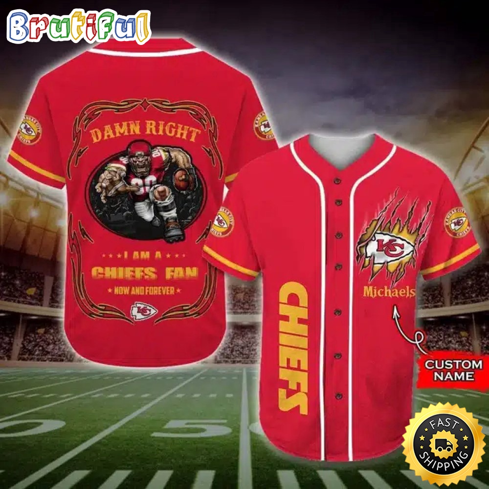 Personalized NFL Kansas City Chiefs Baseball Jersey Fan Name