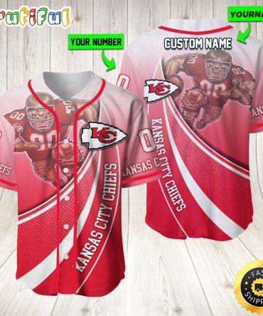Personalized NFL Kansas City Chiefs Baseball Jersey Mascot Art