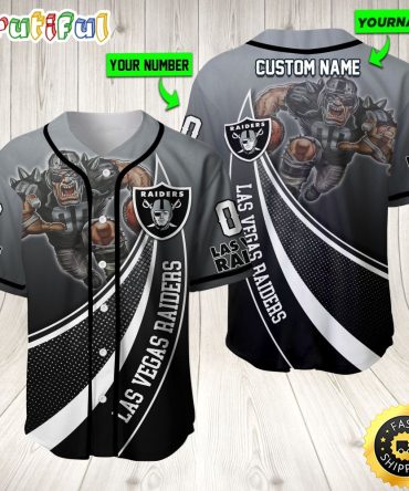 Personalized NFL Las Vegas Raiders Baseball Jersey Mascot Art