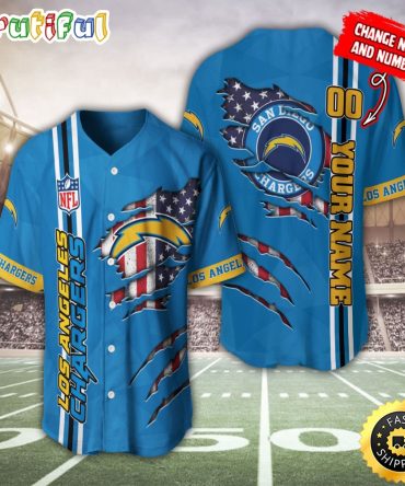 Personalized NFL Los Angeles Chargers Baseball Jersey America Flag Athletic Style Jerseys
