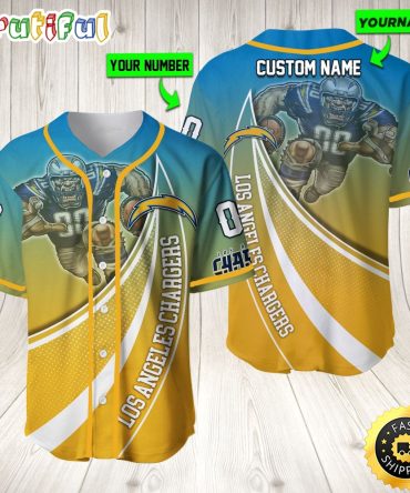 Personalized NFL Los Angeles Chargers Baseball Jersey Mascot Art
