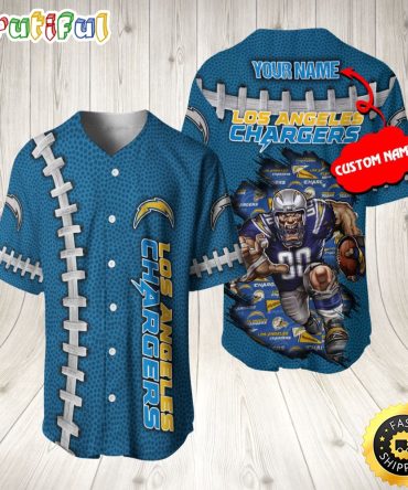 Personalized NFL Los Angeles Chargers Baseball Jersey Team Spirit Tops