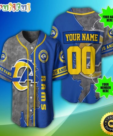 Personalized NFL Los Angeles Rams Baseball Jersey Casual Baseball Gear