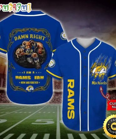 Personalized NFL Los Angeles Rams Baseball Jersey Fan Name