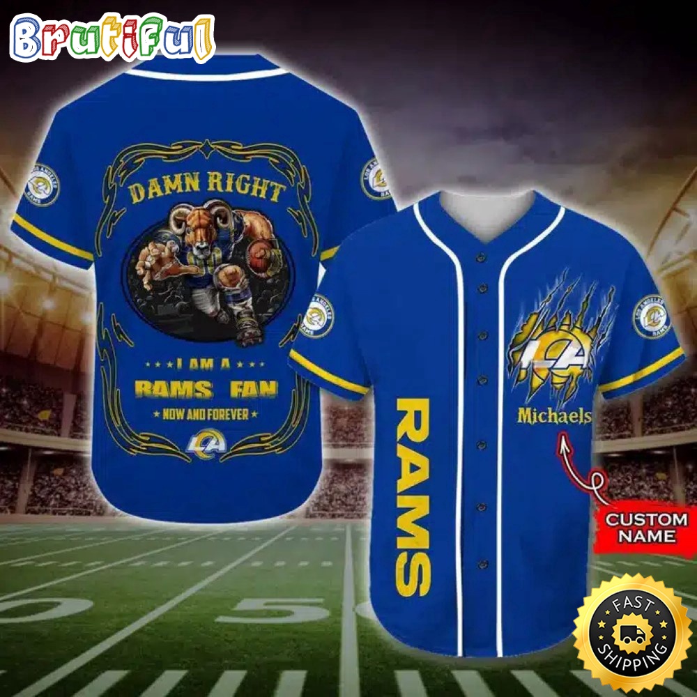 Personalized NFL Los Angeles Rams Baseball Jersey Fan Name