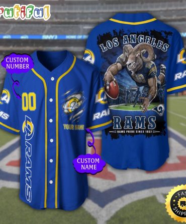 Personalized NFL Los Angeles Rams Baseball Jersey Sportswear Tops