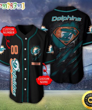 Personalized NFL Miami Dolphins Baseball Jersey Athletic Team Shirts