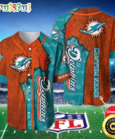 Personalized NFL Miami Dolphins Baseball Jersey Authentic Baseball Attire