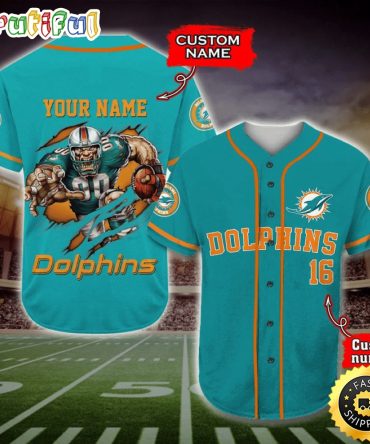 Personalized NFL Miami Dolphins Baseball Jersey Casual Baseball Gear